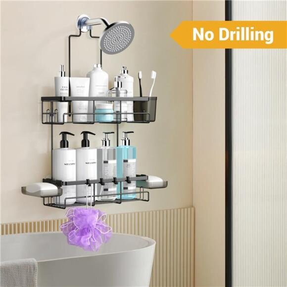 Shower Caddy Hanging Bathroom Organizer: Rustproof Shelf for Inside Shower - No - Picture 6 of 7